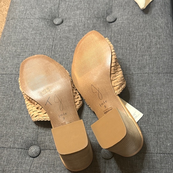 Joie Tan Genuine Leather Woven Block Heel Sandals - Picture 3 of 10